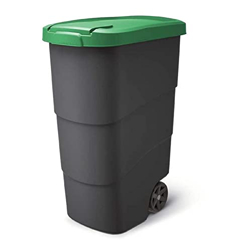 Prosperplast Wheeler 90L Müllbehälter mit Rädern und Deckel Mülltonne Müllgroßbehälter Großmülltonne Universaltonne Kunststoff (Grün)