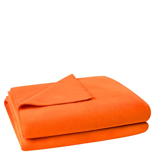 Soft-Fleece-Decke – Polarfleece-Decke mit Häkelstich – Flauschige Kuscheldecke – 160x200 cm – 245 Amber – von 'zoeppritz since 1828'