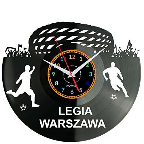EVEVO Legia Warszawa Stadion Wanduhr Vinyl Schallplatte Retro-Uhr Handgefertigt Vintage-Geschenk Style Raum Home Dekorationen Tolles Geschenk Uhr Legia Warszawa Stadion