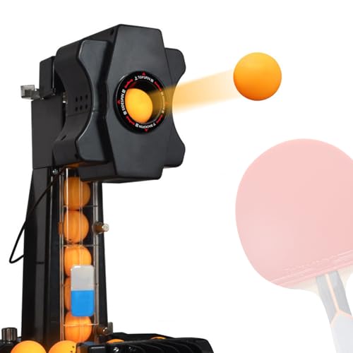 DOZPAL Automatische Tischtennisballmaschine, intelligenter Tischtennis-Trainingsroboter mit Ballsammelnetz und kabelgebundener Fernbedienung für Anfänger und Profispieler