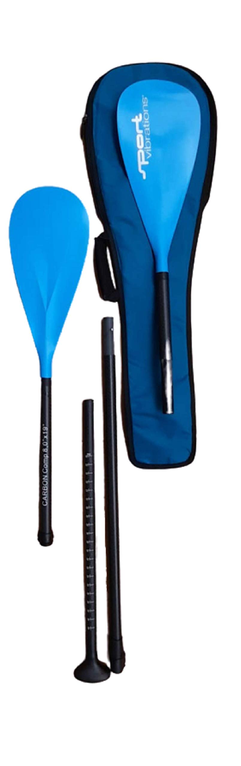 Sport Vibrations® 4-teiliges SUP Paddel CarbonComp 8'0" inkl. 2.Paddelblatt mit Kajakfunktion mit Paddel Bag/Tasche