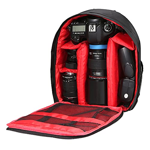 Docooler Kamerarucksack,wasserdichte Atmungsaktive Kamera Rucksäcke DSLR Digitalkamera Digital Rucksack für Freizeit Taschen Canon Nikon Sony SLR Spiegelreflexkamera(Rot)