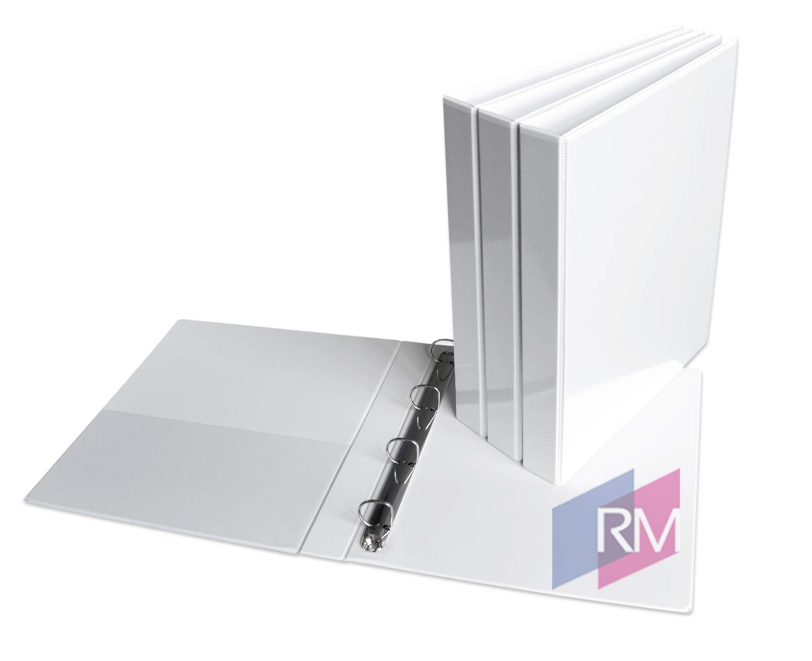 10x RM Präsentationsringbuch für DIN-A4, 4 Ringe, Füllhöhe 20 mm, weiß, 4 Klarsichttaschen
