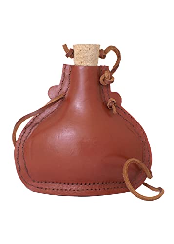Mittelalterliche Feldflasche aus Stahl 0,5 Liter mit Leder bezogen Trinkflasche LARP Hängegrill Lager