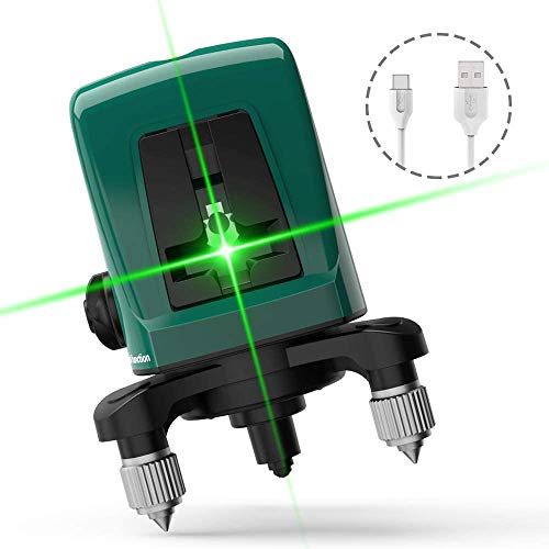 Kreuzlinienlaser, Beaspire 30M Laser Level Kreuzlinien-Laser 360° Grad Drehbar und selbstnivellierender grüner Laser, Stromversorgung über USB-Kabel / 2 * AA-Batterie
