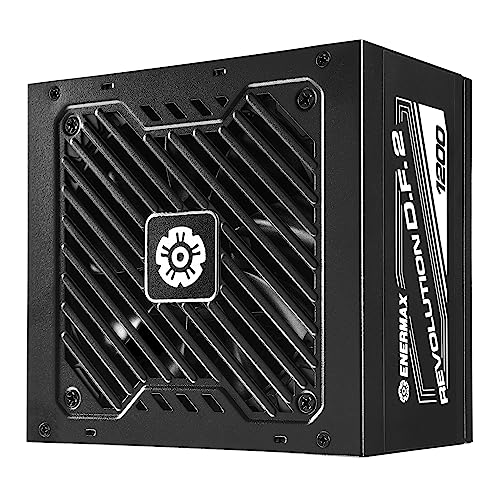 ENERMAX Revolution D.F. 2 ATX Compact Gaming&Streaming PC Netzteil 1200W 80Plus Gold (Semi-Modular, Flachbandkabel, Semi-Fanless), ERS1200EWT, schwarz