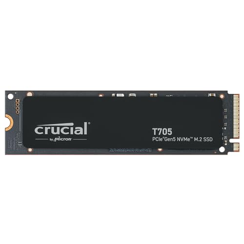 Crucial Neu 2024 T705 1TB PCIe Gen5 NVMe M.2 SSD - Bis zu 13.600 MB/s - Game Ready - Internes Solid State Laufwerk (PC) - +1mo Adobe CC - CT1000T705SSD3