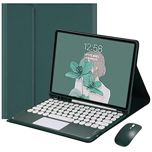 Tastaturhülle für Samsung Galaxy Tab A7 10.4" 2020, [Deutsches QWERTZ]Multi-Touch-Touchpad, integrierter Stifthalter, magnetische abnehmbare Bluetooth-Tastatur für SM-T500/T505/T507,Dark green