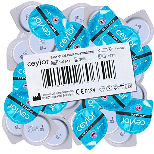 Ceylor Easy Glide 100 extra feuchte Kondome mit 30% mehr Gleitmittel, Großpackung, verpackt im hygienischen "Dösli" für einfache Handhabung, Top-Qualität, Qualitätsmarke aus der Schweiz