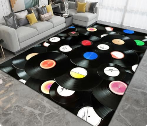 KIESEY Klassische Musik Plattenbereich Teppich, für Wohnzimmer Teppich Schlafzimmer Teppich, Küche Badezimmer rutschfeste Fußmatten 200x300cm