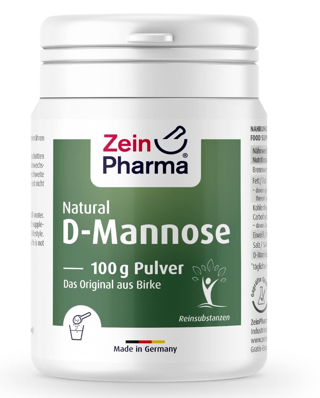 ZeinPharma D-Mannose Pulver 100g (Monatsvorrat) - dietätische Behandlung gegen Blasenentzündung