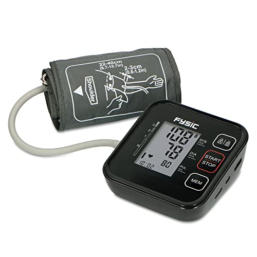 Fysic FB150 - Oberarm-Blutdruckmessgerät mit Manschettensitzkontrolle - Oberarmumfänge von 22-40 cm - Misst in 30 Sekunden - LCD Display -Schwarz