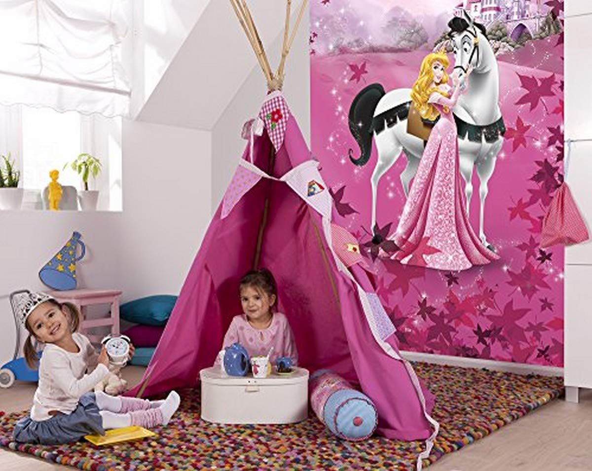 Komar Disney Fototapete SLEEPING BEAUTY | 184x254 cm | Tapete, Wand Dekoration, Dornröschen, Prinzessin, Aurora, Kinderzimmer 4-495, Pink