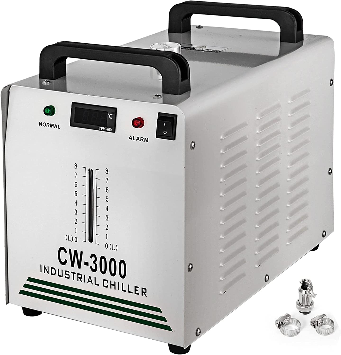 BestEquip Industrieller Wasserkühler CW-3000AG CO2 Laser Rohrkühler 9L Wasserkühler 50 W 220 V zum Kühlen von CO2-Glaslaserröhre 10L / Min, Water Chiller Thermolysis, Weiß