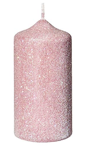 Wiedemann Glamour Glitter Stumpenkerzen Rosa, 150 x 70 mm, 4er Set