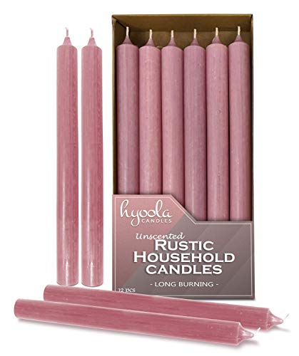 Hyoola 25 cm Stabkerzen - 12er Pack - Rosa - Unparfümierte Tafelkerzen - Kerzen Lange Brenndauer