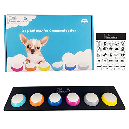 RENXR 6 Stück Hunde-Knöpfe für die Kommunikation mit Matte und Aufklebern, Haustier-Trainings-Summer-Aufnahme-Taste für Hunde, Katzen, Heimspiel-Werkzeuge