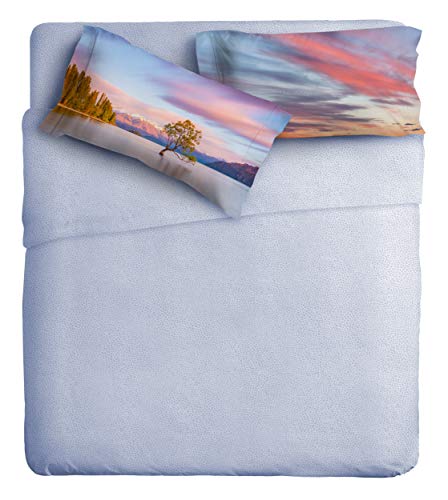 Ipersan Orizzonti Fotografie-Komplettset Fine-Art, Organic Cotton Hellblau -Rosa Doppelbett