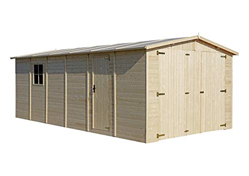 TIMBELA M102 Holzgarage im Freien - Chalet in Kiefer/Fichte - 600 x 300 cm - 18 m² - Paneelkonstruktion