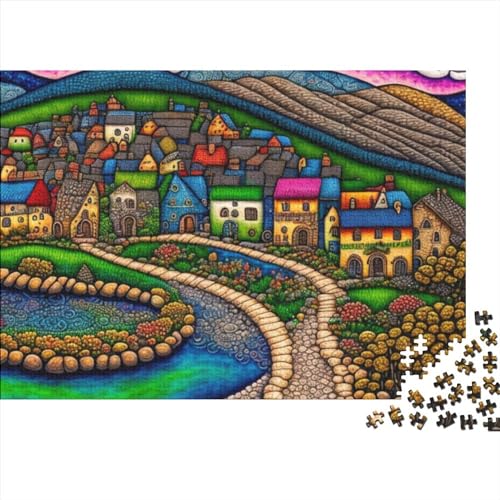 Color Town 1000 Teile Puzzle für Erwachsene, unterhaltsames Bildungsspiel, Spielzeug, geistiges Spiel, Dekoration, Entspannung und Intelligenz, 1000 Teile (75 x 50 cm)
