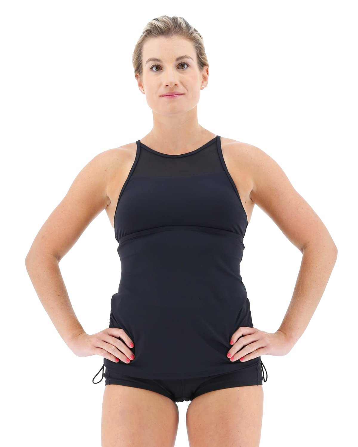 TYR Damen Tessa Schwimmen, Yoga, Fitness und Workout Tankini-Top, schwarz, Medium