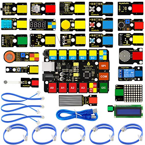 KeyESTUDIO Easy Plug Super Starter Kit für Arduino / Mixly, perfektes elektronisches und programmierbares Lernset für Grundschule, Hochschule und Studenten, Stem EDU