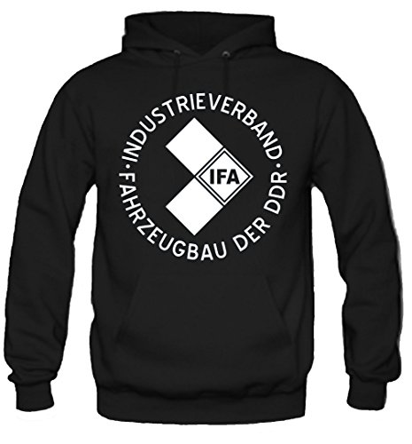 IFA Kapuzenpullover | DDR | Osten | Männer | Herrn | Simson | Schwalbe | Suhl | Wartburg | Trabant | Fun | M1 (XXL, Schwarz)