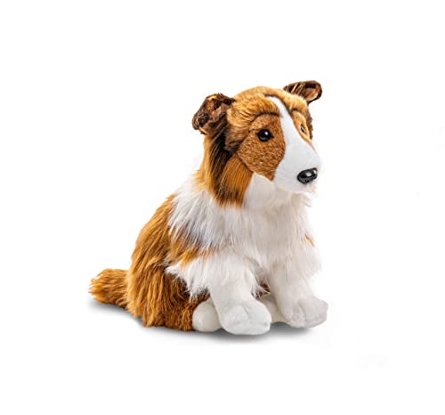 Uni-Toys - Langhaarcollie, sitzend - Gesicht weiß-braun - 27 cm (Höhe) - Plüsch-Hund, Collie - Plüschtier, Kuscheltier
