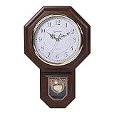 FENRIR Timekeeper Essex Westminster Chime Faux Wood Pendulum Wall Clock, 17.5" x 11.25", Walnut