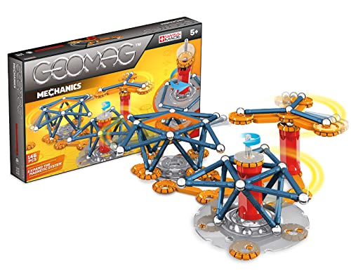 Geomag 722 722-Mechanics, 146-teilig, gelb rot, 146 Stück