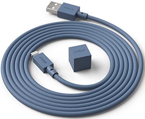 Avolt Lightning Kabel Skandinavisches Design - USB A Ladekabel - Hält Das iphone Ladekabel Organisiert – 1,8m Silikon kabel Für iPhone 14 13 12 11 Pro XSMax Mini XR X 8 Plus 7 6 Plus - Blau