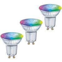 LEDVANCE Smarte LED-Reflektorlampe mit WiFi Technologie, Sockel GU10, Lichtfarbe änderbar (2700-6500K), RGB Farben änderbar, Dimmbar, ersetzt Reflektorlampen mit 50 W, SMART+ WiFi SPOT RGBW, 3er-Pack