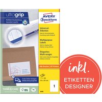 Avery Zweckform 4780 Universal Etiketten (mit ultragrip, 48,5 x 25,4 mm auf DIN A4, Papier matt, bedruckbar, selbstklebend, 1.200 Klebeetiketten auf 30 Blatt) weiß