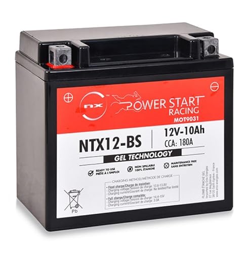 NX-Quad Batterie-Blei GEL-12V-10Ah-Kompatibel mit: ETX12-BS ; ETX12BS ; FTX12-BS ; FTX12BS ; YTX12-BS ; YTX12BS ; CBTX12-BS ; MTX10-BS