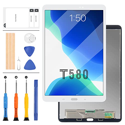 LADYSON Ersatzdisplay für Samsung Galaxy Tab A 10.1 2016 T580 SM-T580 T585 LCD Display Touch Digitizer Assembly (weiß)