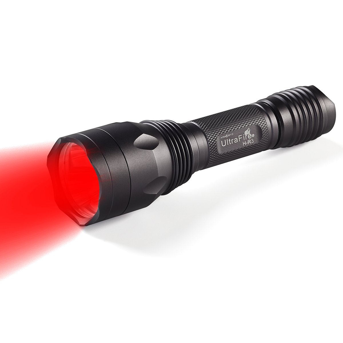 UltraFire Rotes Licht LED Taschenlampe 620-630nm Single Modus 256 Yard Rotlicht Taktische Taschenlampe, 3 Rote Leds Wasserdicht Kleine Taschenlampe für Nachtsicht, H-R3