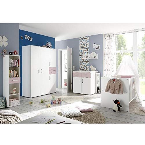 Babyzimmerset Sienna 8tlg. weiß matt flieder Komplett Set mitwachsend Gitterbett