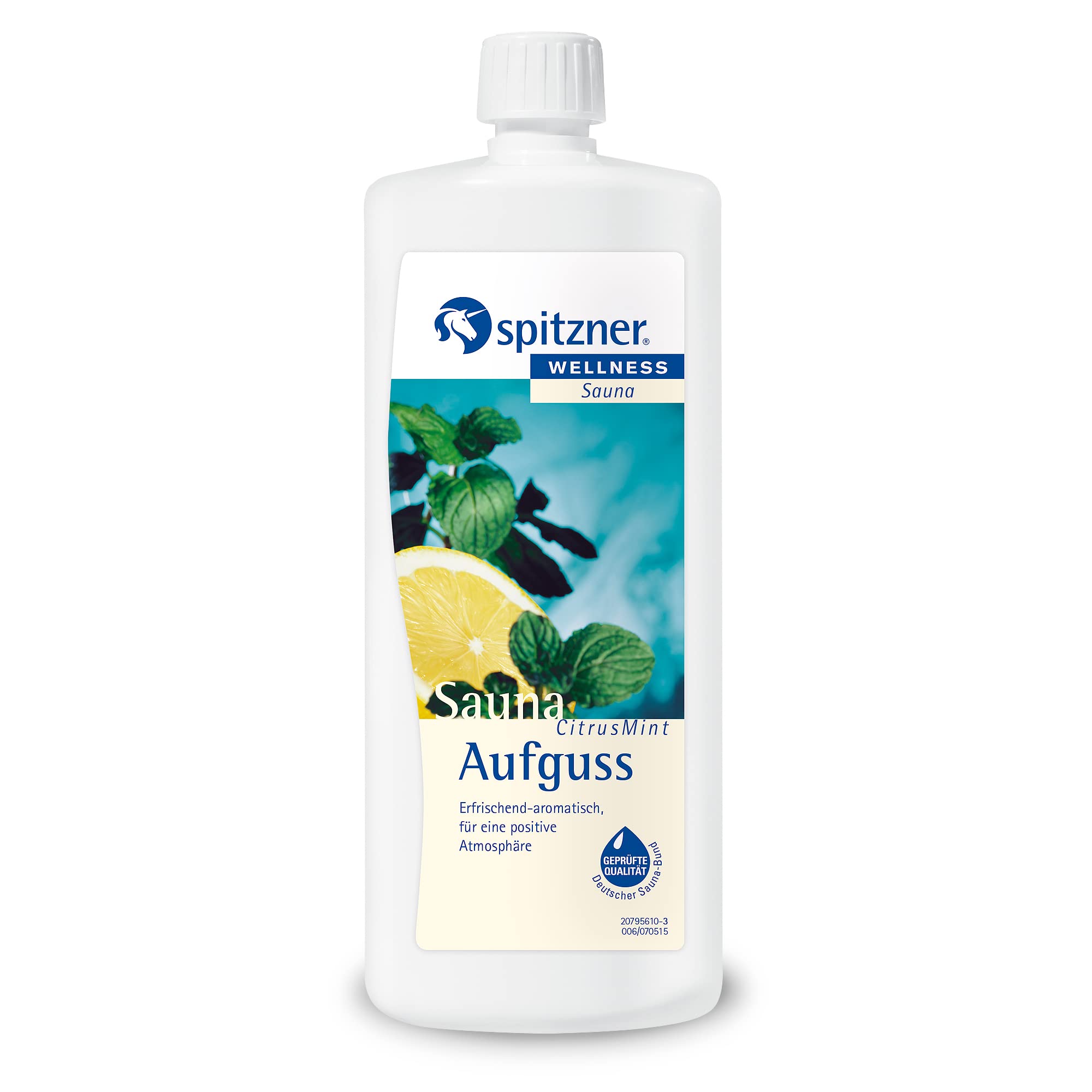 Spitzner Saunaaufguss Citrus-Mint erfrischend-minzig 1000 ml – Wellness Sauna Aufguss für zuhause, Minze und Citrus Duft, erfrischend und vitalisierend, natürliches Saunakonzentrat