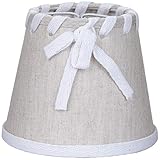 Better & Best 1117120 Lampenschirm aus Leinen, mit Clip für Kerzenlampen, im romantischen Stil, 12 cm, Taupe mit weißer Schleife und Band