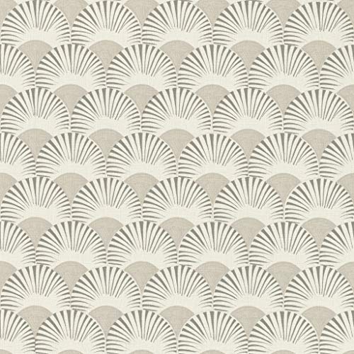 Rasch Tapeten 539301 aus der Kollektion Amazing-Vliestapete mit grafischen Fächer-Muster in Weiß und Grau mit Leichter Struktur – 10,05m x 53cm (L x B) Tapete, Hellgrau