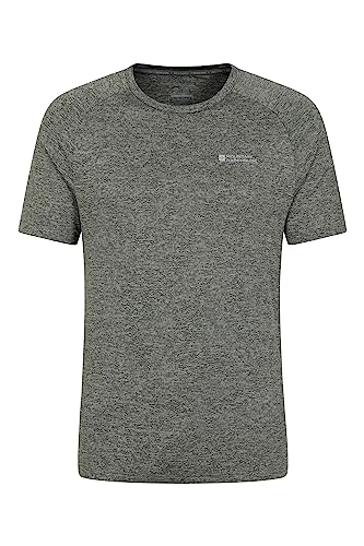 Mountain Warehouse IsoCool Agra gestreiftes Herren- T-Shirt - UPF-30+-UV-Schutz, leichtes, schnell trocknendes T-Shirt, atmungsaktiv - Für Wandern Dunkel Khaki XL