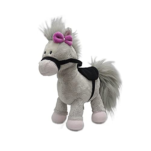 NICI 88025 graues Pferd Pony mit rosa Schleife stehend ca 25cm Plüsch Kuscheltier