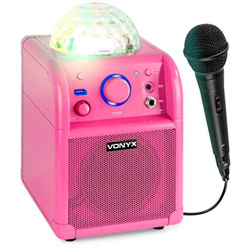 Vonyx SBS50P Karaokeset met Microfoon, Bluetooth en Discolamp - Roze