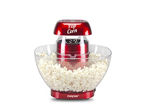 BEPER P101CUD052 Popcornmaschine Heißluf - Popcorn Maschinen mit abnehmbarer Popcornschüssel ohne Fett und Öl