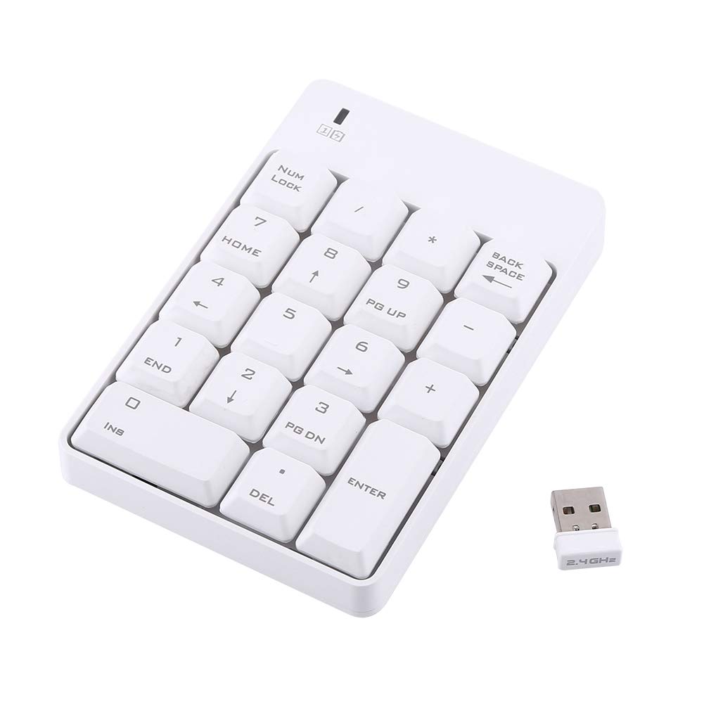 Yolispa 2. 4G Drahtlose Zehnertastatur Tragbarer Drahtloser Nummernblock mit USB-Empfänger 18-Tasten-Zifferntastatur