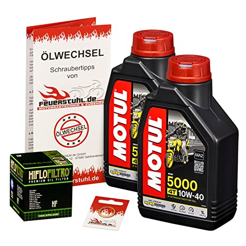 Motul 10W-40 Öl + HiFlo Ölfilter für Yamaha Raptor 700 /SE (YFM 700 R), 06-15 - Ölwechselset inkl. Motoröl, Filter, Dichtring