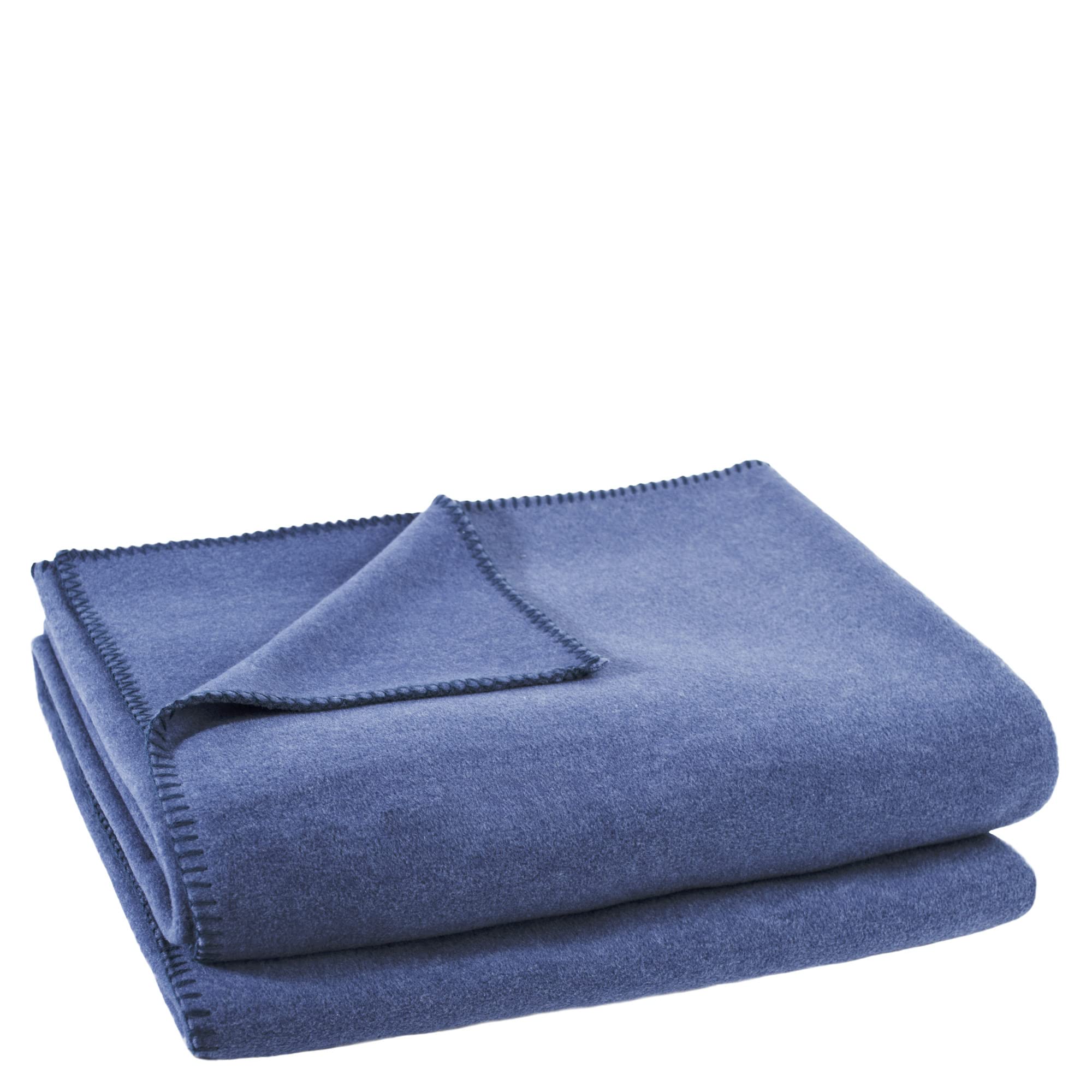 Soft-Fleece-Decke – Polarfleece-Decke mit Häkelstich – flauschige Kuscheldecke – 180x220 cm – 540 indigo - von 'zoeppritz since 1828', 103291-540-180x220