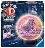 Ravensburger 3D Puzzle 11843 - Nachtlicht Puzzle-Ball Pferde am Strand - 72 Teile - ab 6 Jahren, LED Nachttischlampe mit Klatsch-Mechanismus, Pferde Geschenk für Mädchen und Jungen