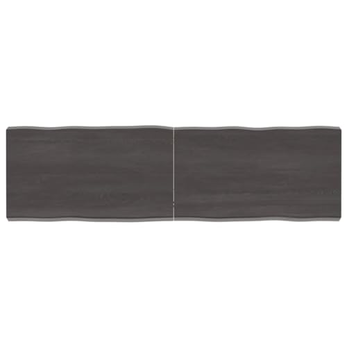 TECHPO Home Hardware Businesische Tischplatte, dunkelgrau, 140 x 40 x (2-6) cm, behandeltes Massivholz, lebende Kante