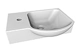 FACKELMANN Waschbecken rechts Gäste-WC / Waschtisch aus Keramik / Maße (B x H x T): ca. 45 x 10,5 x 32 cm / hochwertiges Becken fürs Badezimmer / Farbe: Weiß / Breite: 45 cm